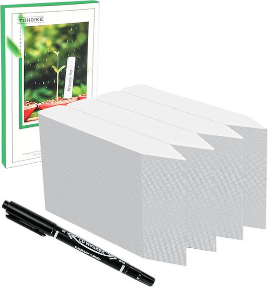 Plant Labels 4 Inch 400Pcs Plastic Plant Name Tags for Seedlings Garden Labels Markers Nursery Plant Tags Seed Labels Stakes with Permanet Marking Pen Plant Markers for Outdoor Garden (White400)