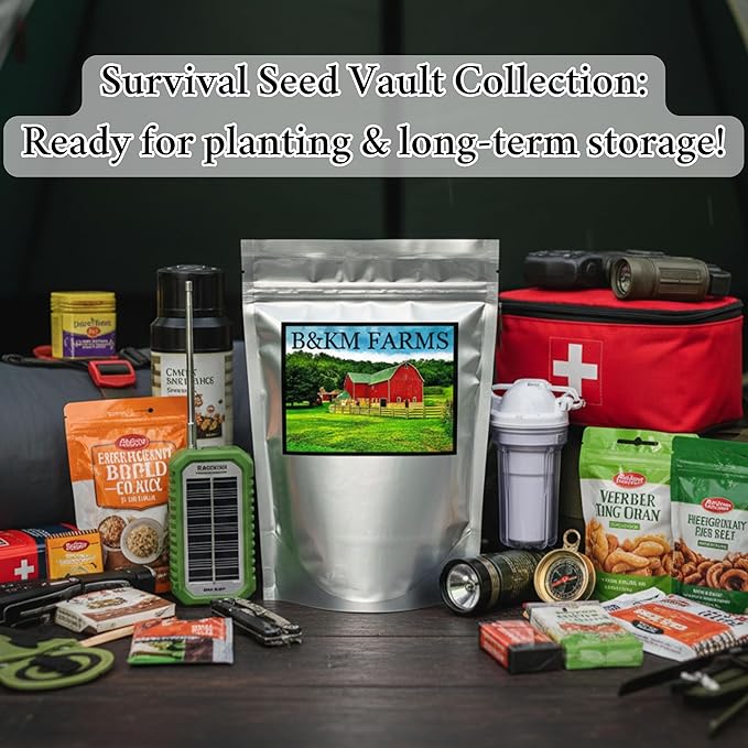 40 Vegetable & Fruit Seeds for Planting Your Outdoor & Indoor Home Garden. 25,000 Seeds, 40 Plant Markers, Growing Guide, & Survival Package. Heirloom Non-GMO Veggies by B&KM Farms (1, Large)
