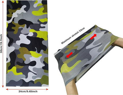 Bilymate Grey Camo Cooling Neck Gaiter - UPF 50+ Sun Protection, Breathable Mesh, Seamless Tube Bandana Headwear for Men & Women - Multi-Functional Headband