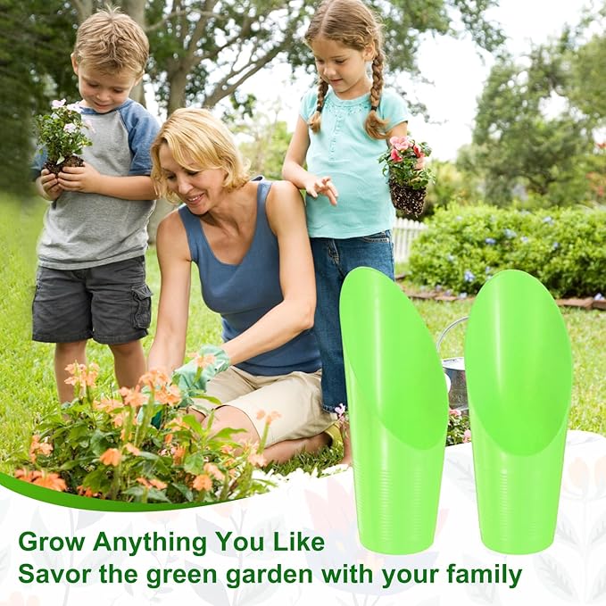 6-Pack Bonsai Soil Scoops, Plastic Garden Soil Scoops Bucket Shovel Potting Scoopers for Transplanting/Flower Planting/Plant Succulent, Colorful Small Gardening Tools [Green]