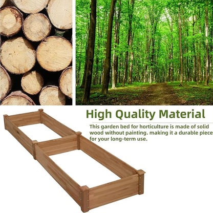 8x2ft Outdoor Wooden Raised Garden Bed,Elevated Planting Planter Box for Vegetables/Garden/Lawn/Patio,Acorn Brown, 96 x 24 x 9in