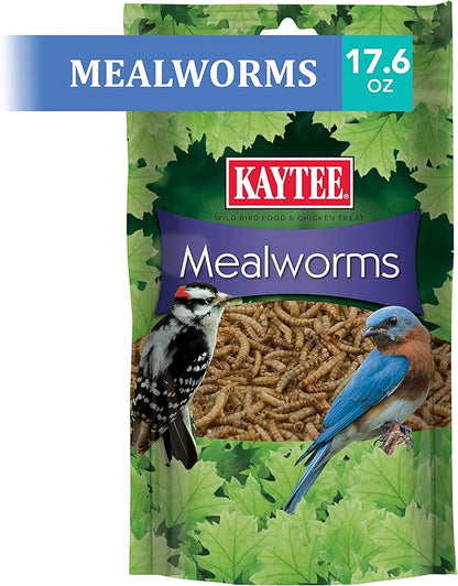 Kaytee Wild Bird Food Mealworms For Bluebirds, Wrens, Robins, Chickadees, Woodpeckers, Cardinals & Chickens, 17.6 Ounce