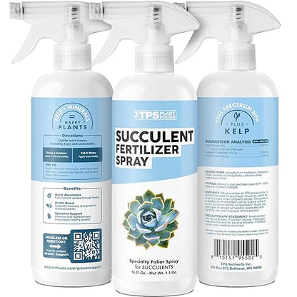 Succulent Fertilizer Spray, Gentle Foliar Feeding for Healthy Leaves and Plants, Liquid Fertilizer by TPS Plant Foods, 16oz (475ml)
