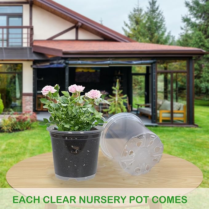 40 Pack 3 Inch Clear Nursery Pots with Drainage Plant Pots for Plants Transparent Potting Containers for Plants Seeding Starter Pot (Clear, 3 Inch 40 Pcs)