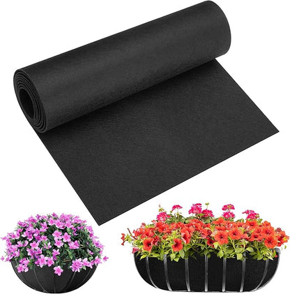 Adnee 78.7 x 14 Inch Non Woven Flower Pot Liner Roll-Black Felt Hanging Basket Liners Roll-Fabric Planter Liner Grow Mat Roll for Microgreens Garden Planter Window Hanging Flower Basket Indoor Outdoor