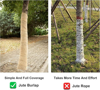 4 Rolls Natural Jute Burlap Tree Wraps, 7.8"×9.8' Winter Tree Protector Wraps Garden Trees Trunk Guard Plant Wrap Shrub Plants Bandage Wrap for Keep Plant Warm