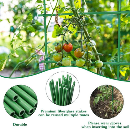 Garden Stakes 17Inch 20Pack, DIY Tall Plant Support Stakes of 4Ft,5Ft,6Ft,7Ft, HAINANSTRY Fiberglass Plant Stake for Indoor & Outdoor Plants, Tomato Vegetable Stakes for Garden