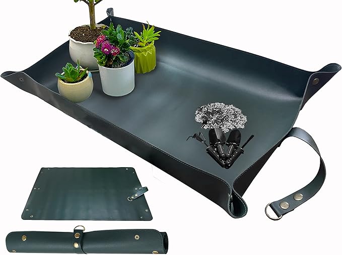 BIUWING Leather Plant Repotting Mat,Thickened Waterproof Transplanting Mat,Indoor Succulent Potting Mat for Transplant and Mess Control