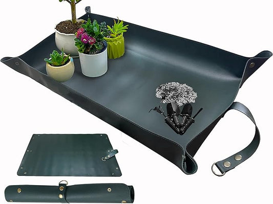 BIUWING Leather Plant Repotting Mat,Thickened Waterproof Transplanting Mat,Indoor Succulent Potting Mat for Transplant and Mess Control