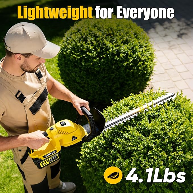 22'' Cordless Hedge Trimmer - 2x4.0AH Batteries & Charger, SK5 Dual-Action Blade Hedge Clippers Handheld, 180° Rotating Handle, 4.1Lbs Electric Hedge Trimmer for Yard/Garden