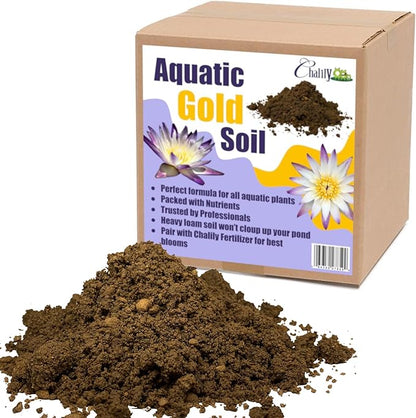 Chalily Aquatic Gold Soil Perfect for Water Lilies, Lotus, and All Aquatic Plants Packed with Nutrients Aquatic Soil is Great for Pond Plants 4 quarts