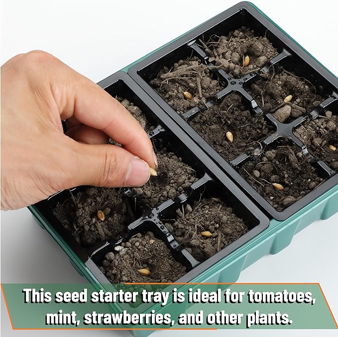 Mr. Pen- Seed Starter Tray Kits, 6.6"x4.6", 10 Set, Total 120 Cells, Durable Plant Germination Trays with Humidity Vented Domes and Bases, Ideal for Seed Starting, Indoor Gardening and Greenhouse