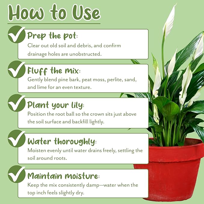 Soil Sunrise Peace Lily Potting Soil Mix (2 Quarts) for Planting, Growing, or Repotting Peace Lily Plants