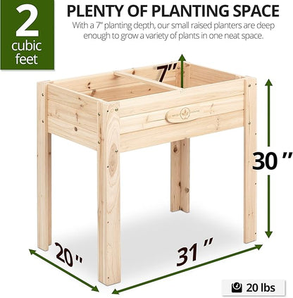 Boldly Growing Cedar Raised Planter Box with Legs – Elevated Wood Raised Garden Bed Kit – Grow Herbs and Vegetables Outdoors – Naturally Rot-Resistant - Unmatched Strength Lasts Years (31x20)