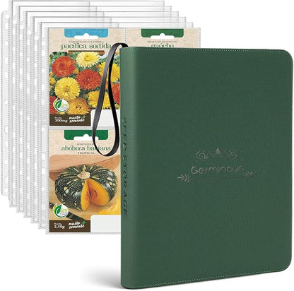Zippered Seed Storage Organizer Binder with Handle, Gardening Seed Saving Kit, Holds 120+ Seed Envelopes, Fit Flower, Plant and Vegetable for Seed Packets (Upgraded Version)