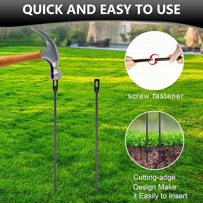 2-Pack Yard Sign Stakes Metal for Ground 31" Long 0.31" Thick, Yard Sign Holder Stand for Ground Outdoor, Sign Poles Stakes for Outdoor, Easy to Install - Black