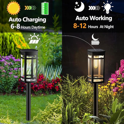 EXCMARK 12 Pack Solar Lights Outdoor Waterproof for Garden Pathway Walkway Driveway Yard Lawn Decorative Landscape Lighting. (Cool White Light, 12)
