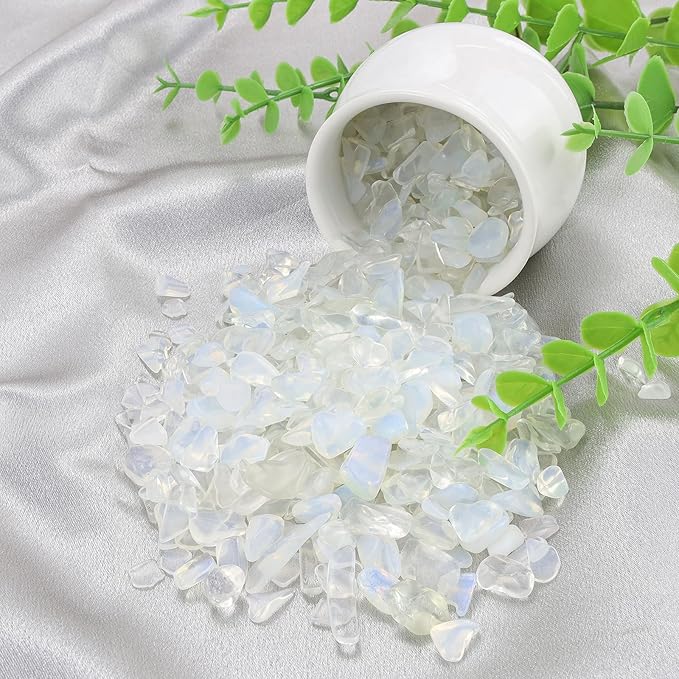 ZHIYUXI Opal 1lb Crystal Chips Bulk Fish Tank Decorations Aquarium Rocks Gravel Vase Filler Stones Crystals for Candle Making Witch Kit Gravel for Plants Quartz Sand Gemstone Terrarium Supplies