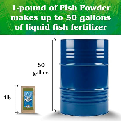 Down to Earth All Natural Fertilizers Organic Solution Grade Fish Powder - Water Soluble Nitrogen - Makes up to 250 Gallons of Liquid Fish Fertilizer for Soil or Foliar Spray 12-1-1, 5 lb