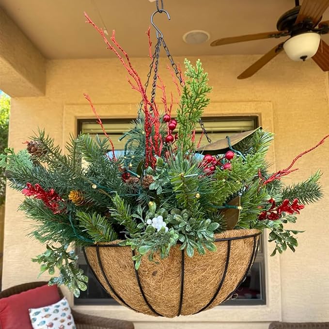 Hanging Baskets Planter for Plants - 4 Pack 10 Inch Metal Baskets with Coco Coir Liner, Hanging Flower Pots for Outside with Chain, Indoor Outdoor Garden Porch Decoration (10'' Pack of 4)