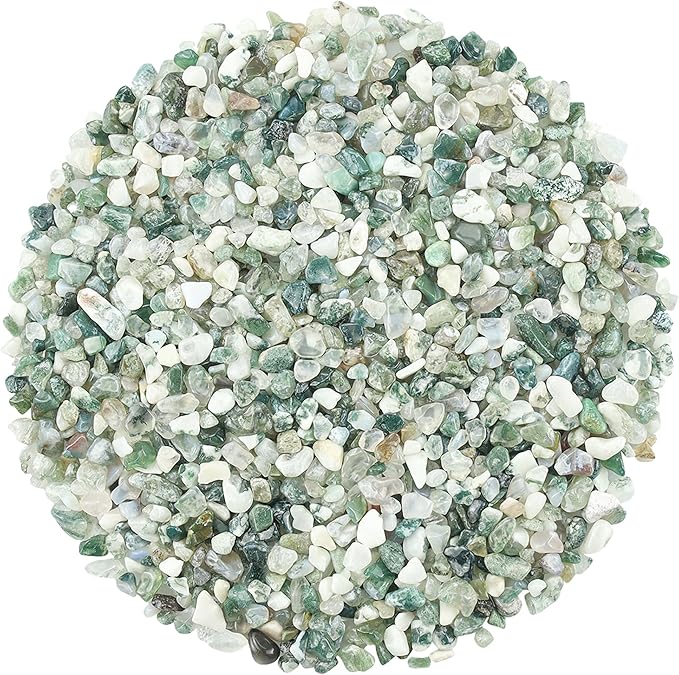 ZHIYUXI Aquatic Agate 1lb Crystal Chips Bulk Fish Tank Decorations Aquarium Rocks Gravel Vase Filler Stones Crystals for Candle Making Witch Kit Gravel for Plants Quartz Sand Gemstone