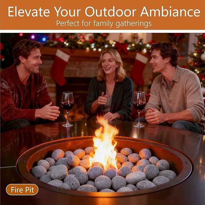 NUPICK 20lb Grey Tumbled Lava Rocks for Fire Pit, 1"-2" Volcanic Rock for Fireplace Indoor Outdoor, Lava Stone for Natural Gas & Propane Systems, Fire Glass Base Layer, Fire Bowls, Landscaping, Plants