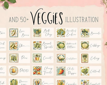 Herb Garden and Vegetable Label Signs - 50/120 PC Veggie Plastic Markers Stakes Picks Tags with Cute Name Stickers for Indoor Outdoor Potted Planter Planting Seed Nursery Bottle Supplies (50, Cottage)