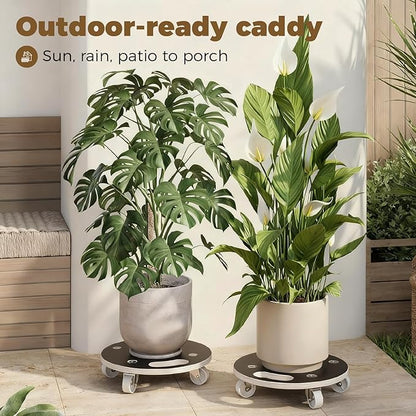 Bamworld Plant Caddy with Wheels 15 Inch Heavy Duty Rolling Plant Stand for Large Potted Plants 550 lbs Capacity Plant Dolly with Wheels Plant Rollers Base for Indoor Outdoor Large Planter Flower Pot