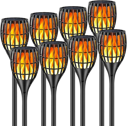 Solar Torch Light with Flickering Flame, Solar Lights Outdoor Garden Waterproof Dancing Flames Light, Flickering Flames Garden Light, Landscape Decoration Pathway Patio Lights 43",8P
