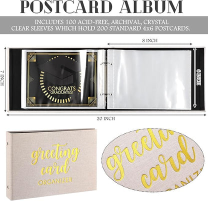 Spiareal Greeting Card Organizer Set Greeting Card Holder 6 x 8 Inches 100 Pages Stamping Binder Album Display Organization Storage for Memory Greetings Photo Gift