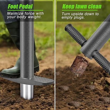 Dolibest Sod Plugger, Bulb Planter Tool with Soft Rubber Grip, Grass Plugger Tool with Stainless Steel Sharp Serrations, Sod Plugger Turf Cutter for Lawn Planting Bulbs and Grass Repair