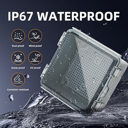 Joinfworld 6x6x4 Outdoor Electrical Box Weatherproof Junction Box Plastic Clear Waterproof Box Enclosure Nema 4 for Electronics Project WiFi Timer Conduit Marine Outside