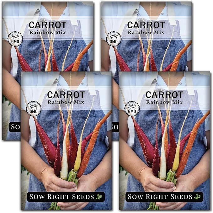 Sow Right Seeds - Rainbow Mix Carrot Seed for Planting - Non-GMO Heirloom Packet with Instructions to Plant a Home Vegetable Garden - Orange, Red, Purple, White Variety Mix for Colorful Harvest (4)