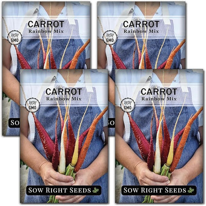 Sow Right Seeds - Rainbow Mix Carrot Seed for Planting - Non-GMO Heirloom Packet with Instructions to Plant a Home Vegetable Garden - Orange, Red, Purple, White Variety Mix for Colorful Harvest (4)