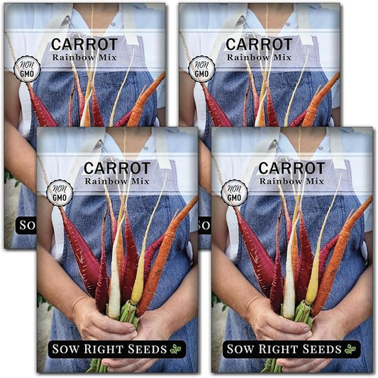 Sow Right Seeds - Rainbow Mix Carrot Seed for Planting - Non-GMO Heirloom Packet with Instructions to Plant a Home Vegetable Garden - Orange, Red, Purple, White Variety Mix for Colorful Harvest (4)