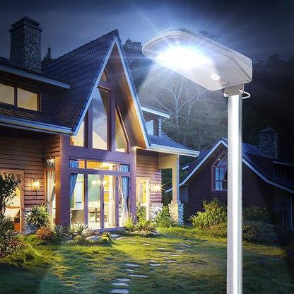 Wagan 3000 Lumen LED Solar Street Light with Remote Control Outdoor Solar Powered Flood Light Dusk to Dawn Waterproof Weatherproof Motion Sensor for Outdoor Garden Yard Path Parking Lot, EL8591