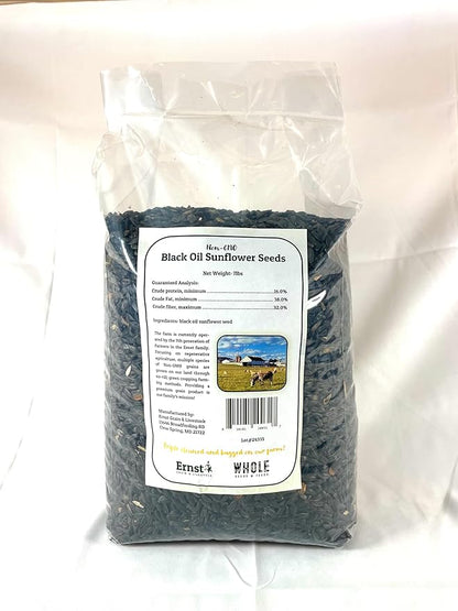 Ernst Grain & Livestock Black Oil Sunflower Seeds - Birdseed for Outside Feeders Wild Bird Food - Ideal Bird Seed for Cardinals, Woodpeckers and More - Non-GMO, 7lb
