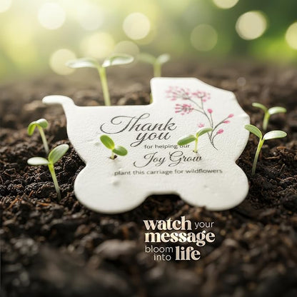 Carriage-Shaped Seed Paper – 24 pcs Pink Shower Favors for Guests with Wildflower Seeds, Writable & Plantable, Gender Reveal, Birthday Gifts for Guest