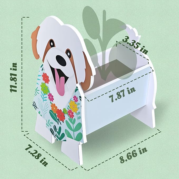 Shih Tzu Planter, Cute Animal Shape Flower Planters, Plant Pots for Indoor/Outdoor Garden Decor, Unique Gifts/Souvenirs for Pet Lovers (Hawaiian-Style Shih Tzu)