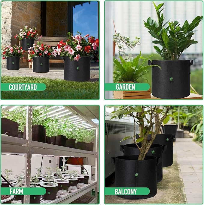WEIFENG 3-Pack 30 Gallon Grow Bags, Extra Large Heavy Duty Fabric Pot for Very Large Trees, Commercial Gardening