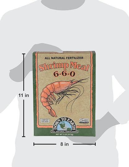 Down to Earth All Natural Fertilizers Organic Shrimp Meal - Rich in Nitrogen, Phosphorus, and Calcium 6-6-0, 2 lb