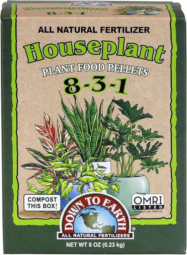 Down to Earth All Natural Fertilizers Indoor Houseplant Plant Food Pellets - Dust and Odor Free 8-3-1, 8 oz