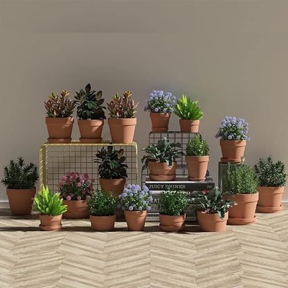 Fcacti 5.5 Inch Clay Pot for Plant with Drainage Hole - 8 Pack Large Terra Cotta Plant Pot, Clay Ceramic Pottery Planter Cactus Flower Pots Succulent Pot, Terracotta Pot for Indoor Outdoor Plant