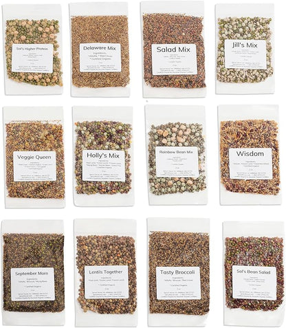 The Sprout House Assorted Mix Sprouting Seeds - Grow Fresh Sprouts & Bean Sprouts at Home, Organic, Non-GMO, Nutrient-Packed for Salads, Sandwich & Smoothies, Premium 12 Pack | 2 oz Each