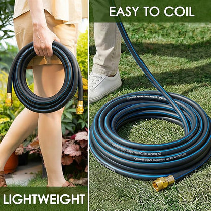 5/8 IN. × 8FT. Flexible Hybrid Rubber Garden Hose, High Flow 5/8" I.D. No Memory Durable Lightweight Water Hose Leader Hose for Watering, Irrigation, Water Transfer Pump