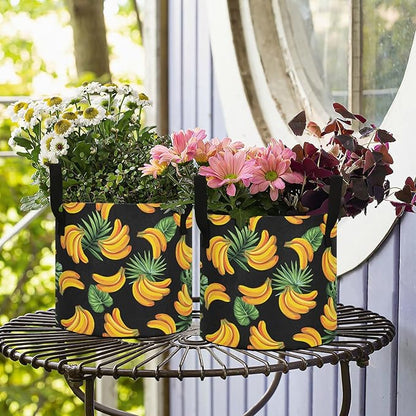 5 Gallon Tropical Leaves Banana Black Breathable Grow Bag Heavy Duty Thickened Plant Pot Containers with Handles for Tomato Potato Fruits Vegetables Flowers