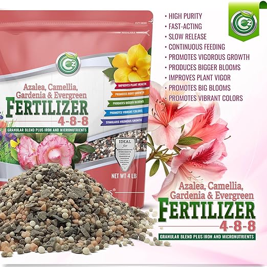 4-8-8 Azalea, Camellia, Gardenia & Evergreen Fertilizer - Made in USA - NPK + Micronutrients Plant Food for Indoor/Outdoor Plants & Flower Gardens