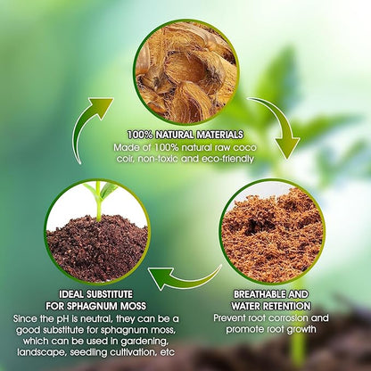 Premium Coco Coir Bricks, 4 Pcs, 100% Organic Compressed Coconut Coir Starting Mix with Low EC & pH Balance for Gardening, Potting Soil, Herbs, Flowers, and House Plants
