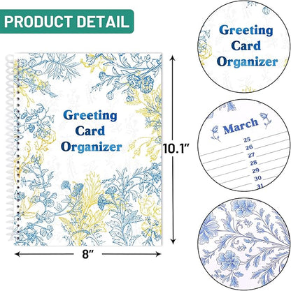 Ceiba Tree Greeting Card Organizer Floral Month by Month Cards Keeper Book with 24 Pockets for Birthday Reminders