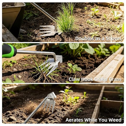 Weed Remover Tool Set - Effortless Weed Puller Tool with Ergonomic Comfort Handle, Uprooting Weeder Tools for Garden Backyard Farm Planting